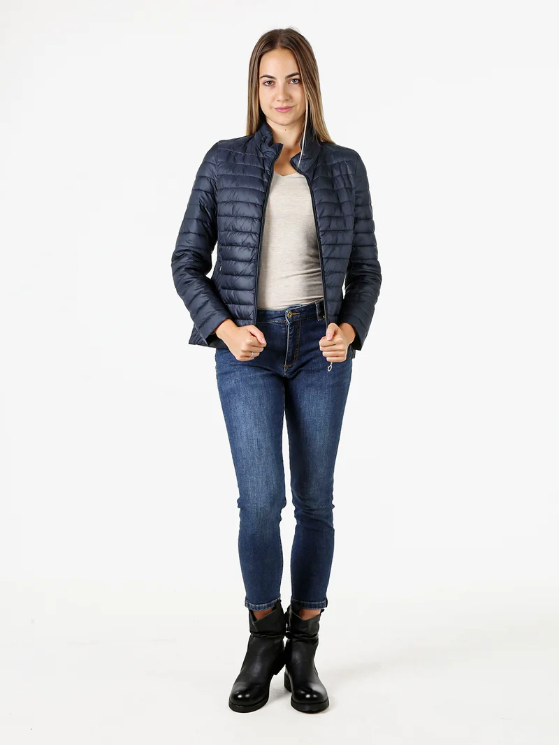 Giubbino donna modello 100 grammi con zip - blu scuro