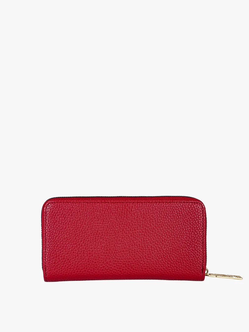 Portafoglio donna rettangolare in ecopelle con zip - rosso