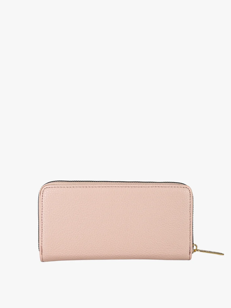 Portafoglio donna rettangolare in ecopelle con zip - rosa