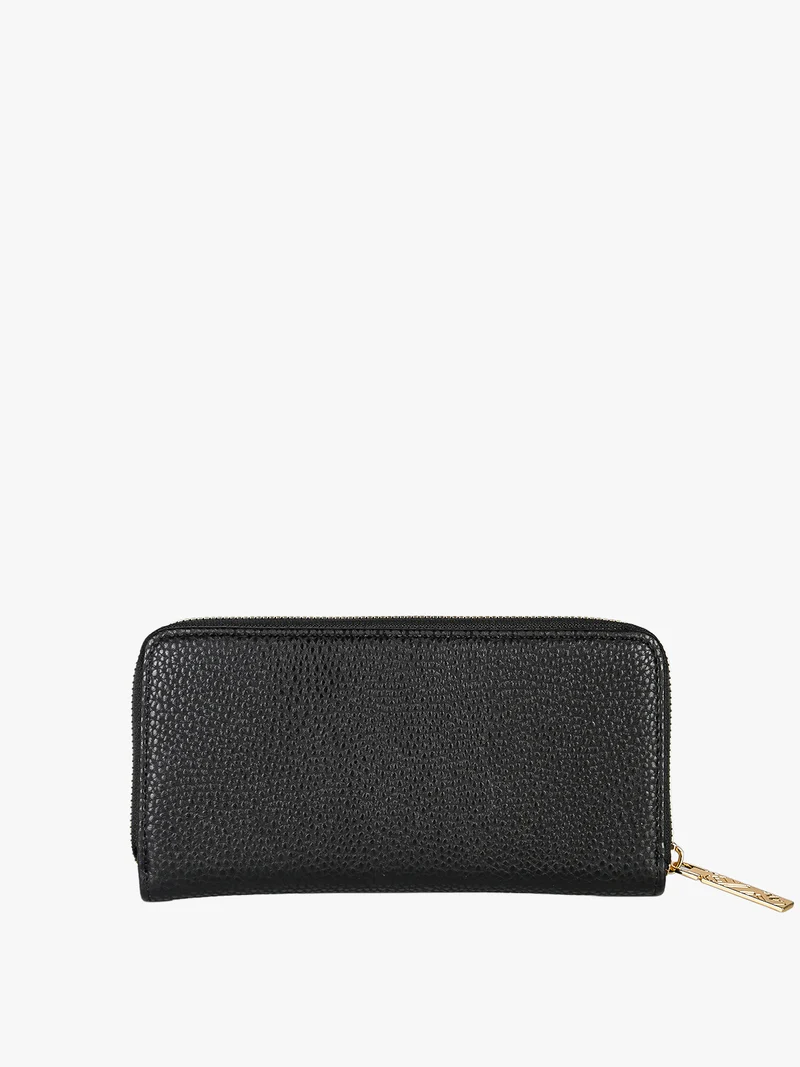 Portafoglio donna rettangolare in ecopelle con zip - nero