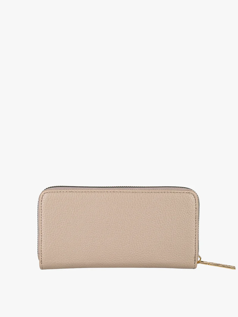 Portafoglio donna rettangolare in ecopelle con zip - fango