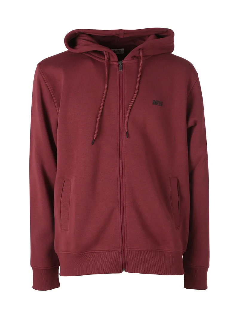 Felpa uomo con cappuccio e zip - bordeaux