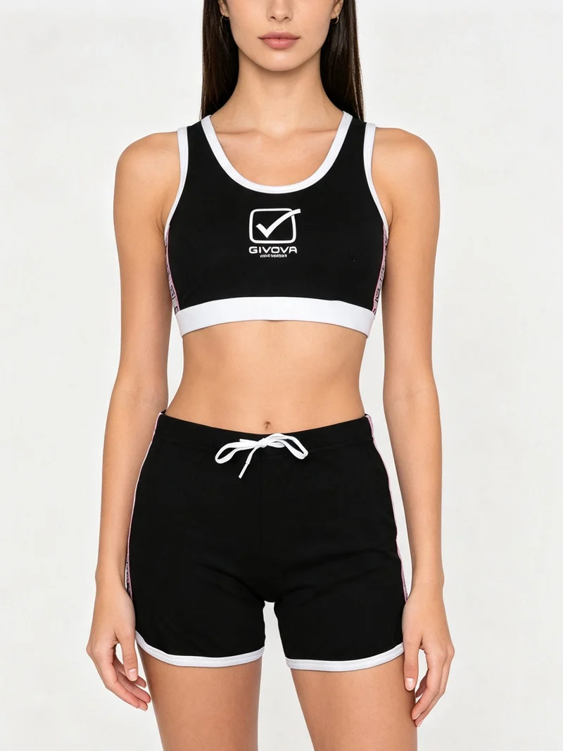 Competo sportivo donna top + shorts - nero