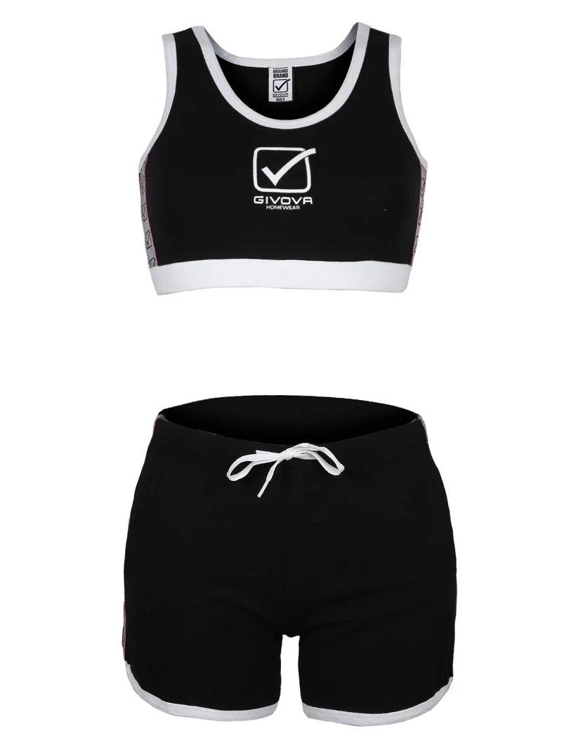 Competo sportivo donna top + shorts - nero