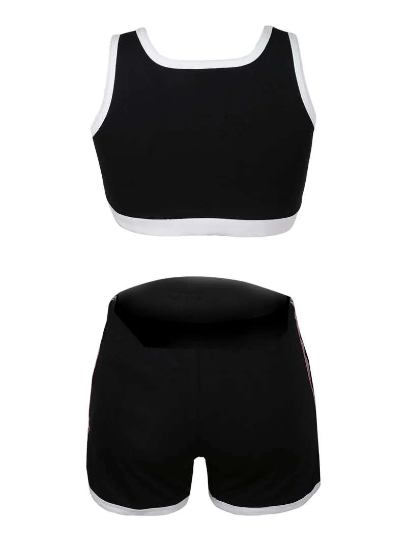 Competo sportivo donna top + shorts - nero