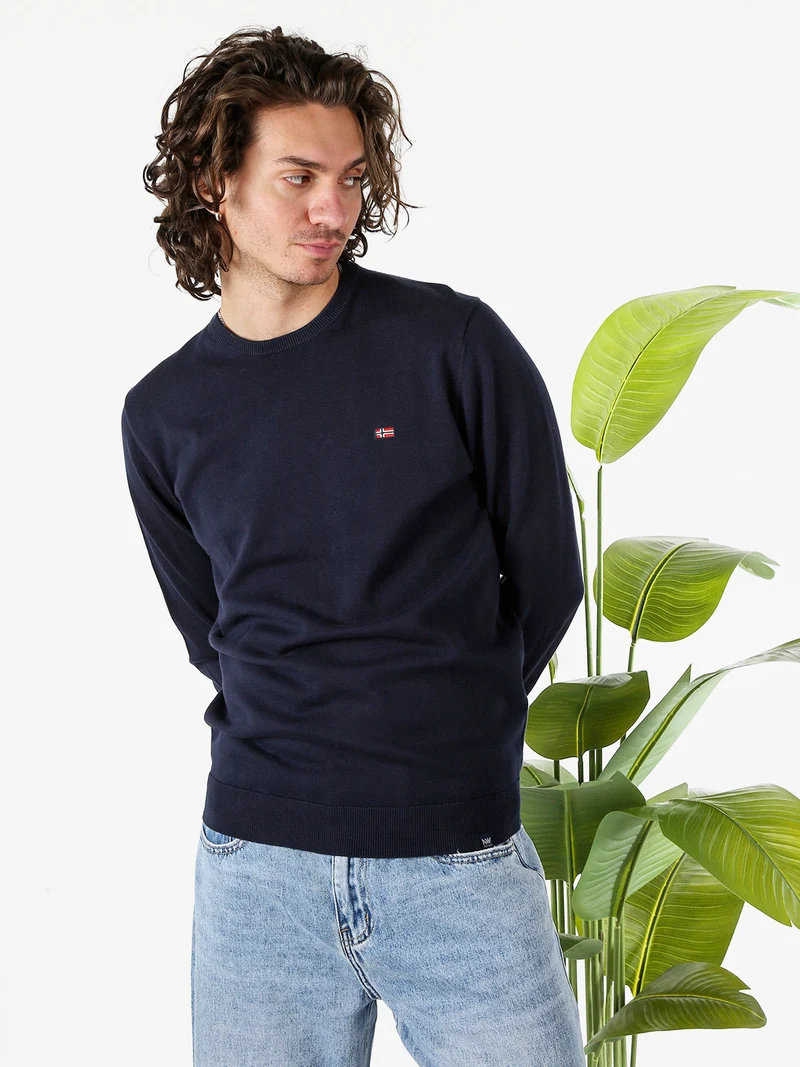 Pullover da uomo in cotone con logo - blu scuro