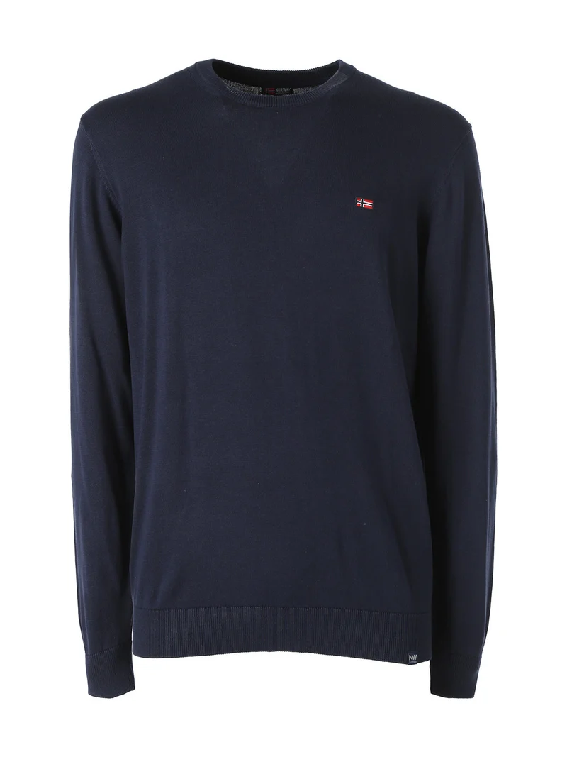 Pullover da uomo in cotone con logo - blu scuro
