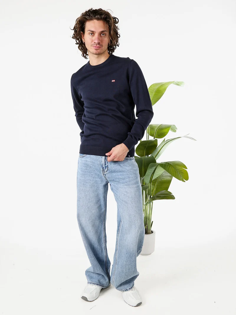 Pullover da uomo in cotone con logo - blu scuro