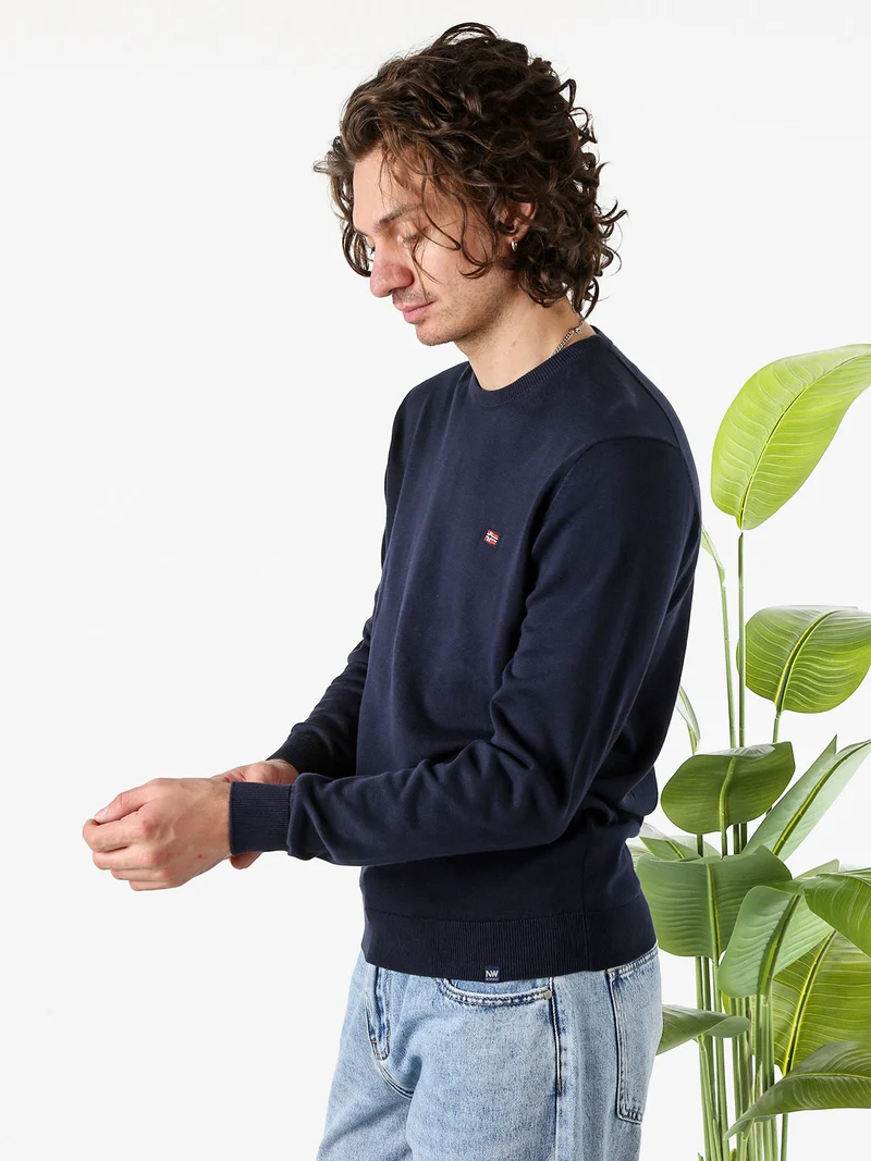 Pullover da uomo in cotone con logo - blu scuro