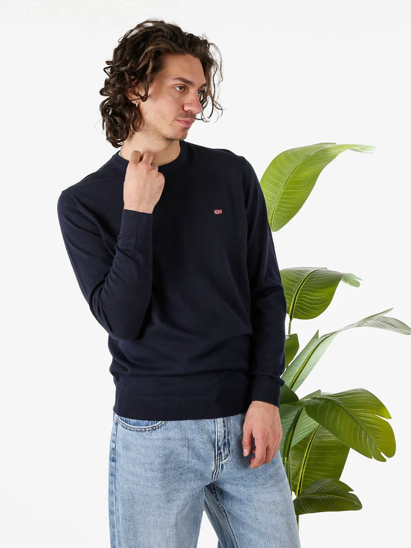 Pullover da uomo in cotone con logo - blu scuro
