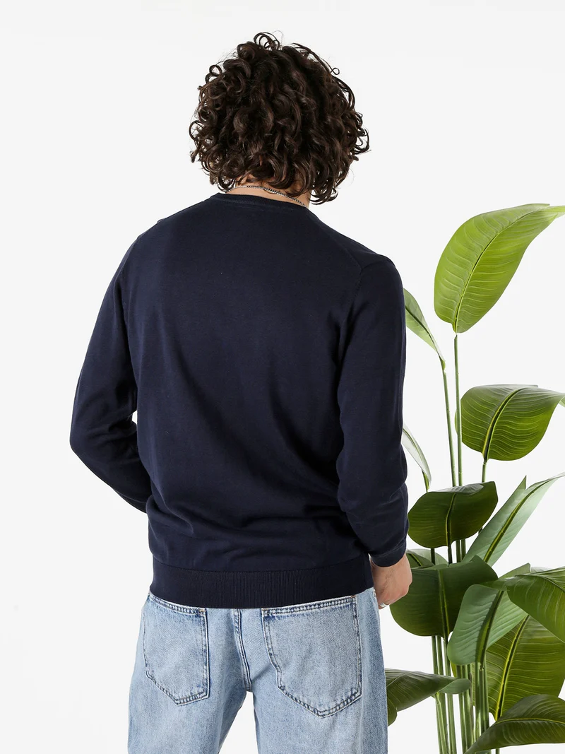 Pullover da uomo in cotone con logo - blu scuro