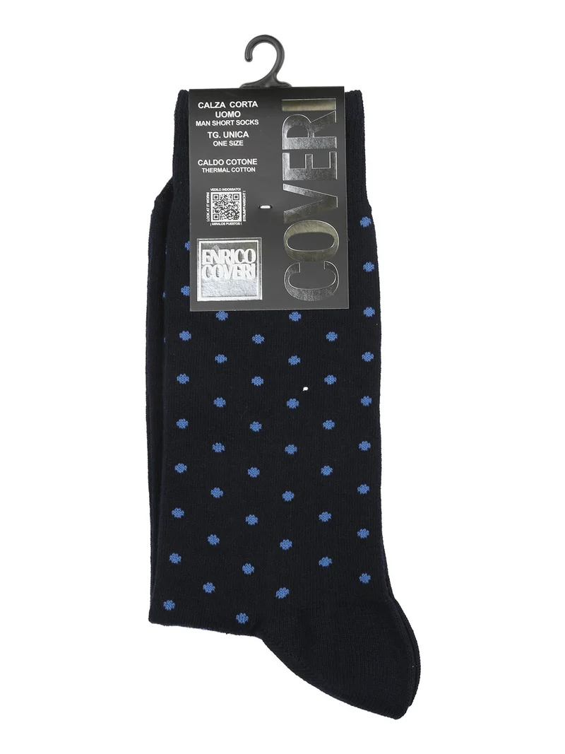 Calze corte uomo a pois in caldo cotone - blu