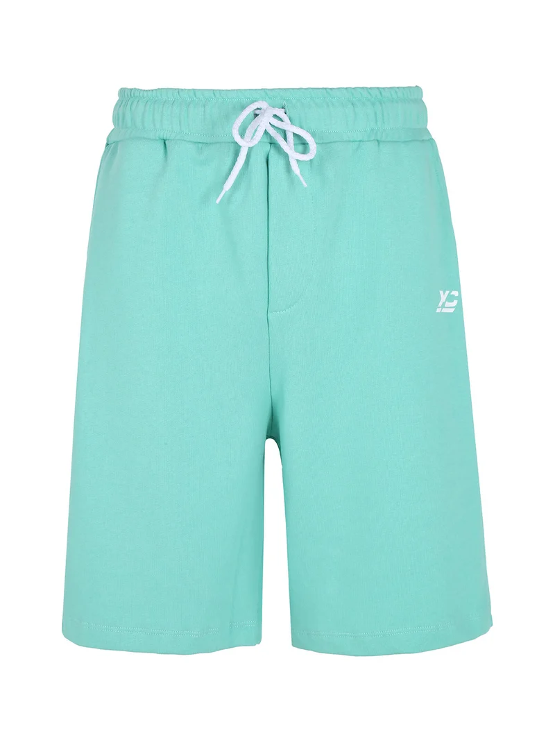 Bermuda da uomo in felpa con coulisse - verde chiaro