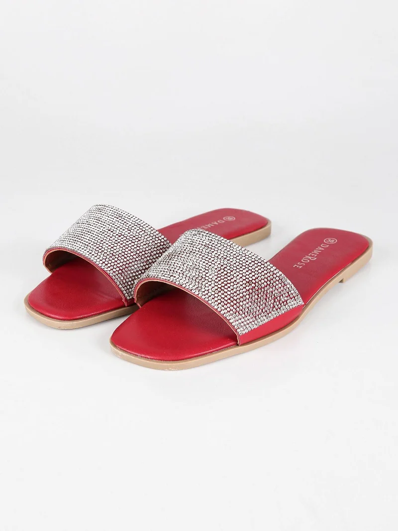 Ciabatte basse con strass - rosso