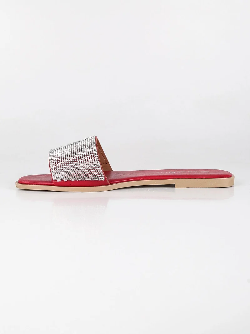 Ciabatte basse con strass - rosso