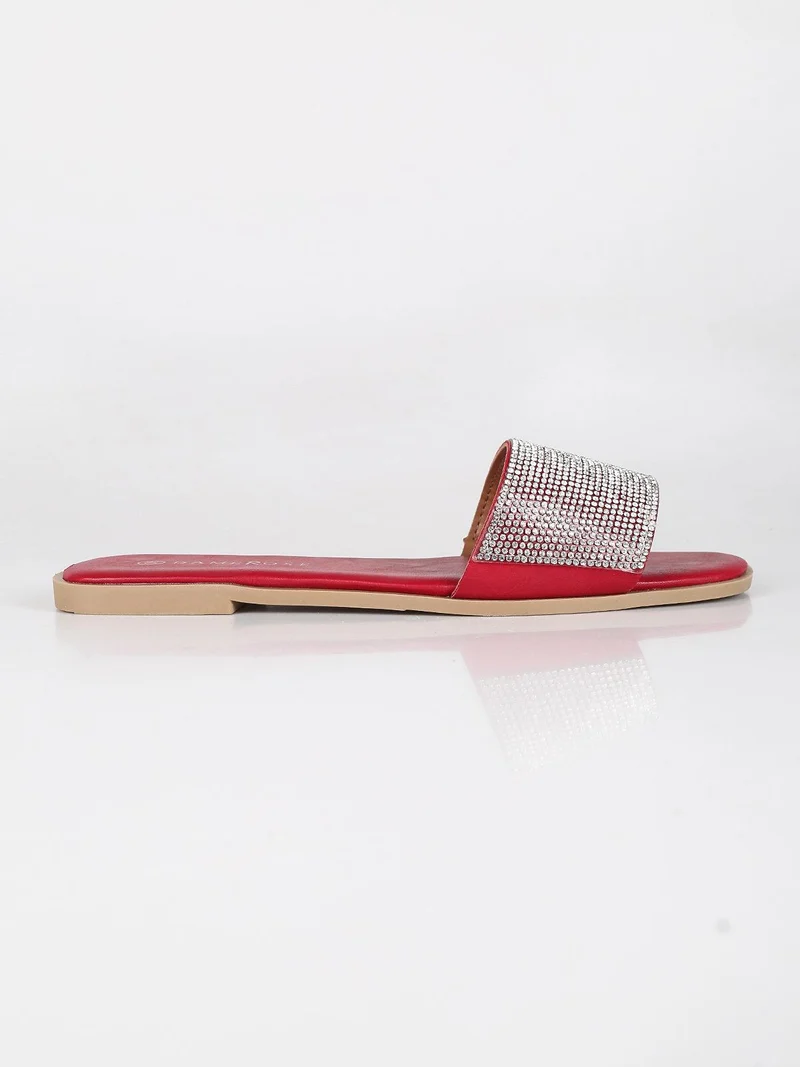 Ciabatte basse con strass - rosso