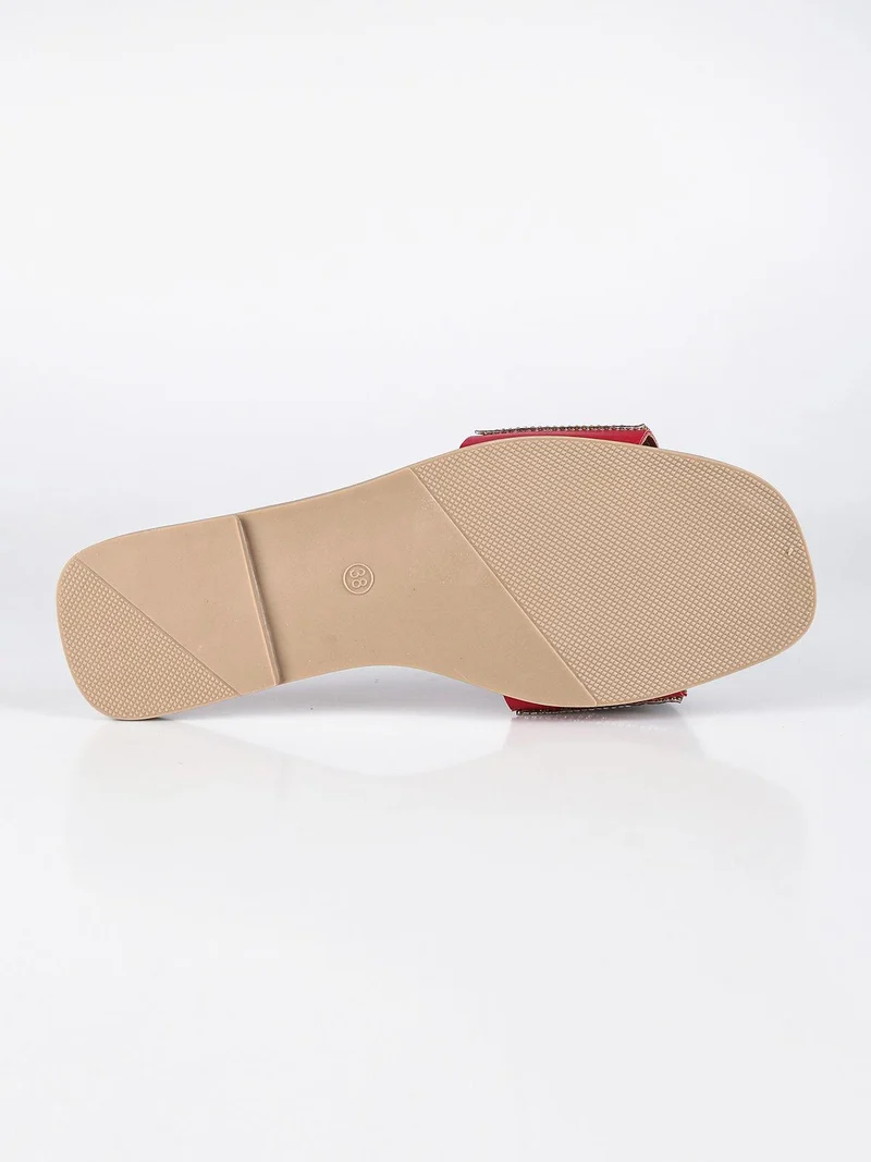 Ciabatte basse con strass - rosso