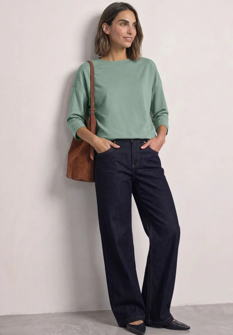 3/4-Arm Shirt mit Boat Neck und Tunnelzug