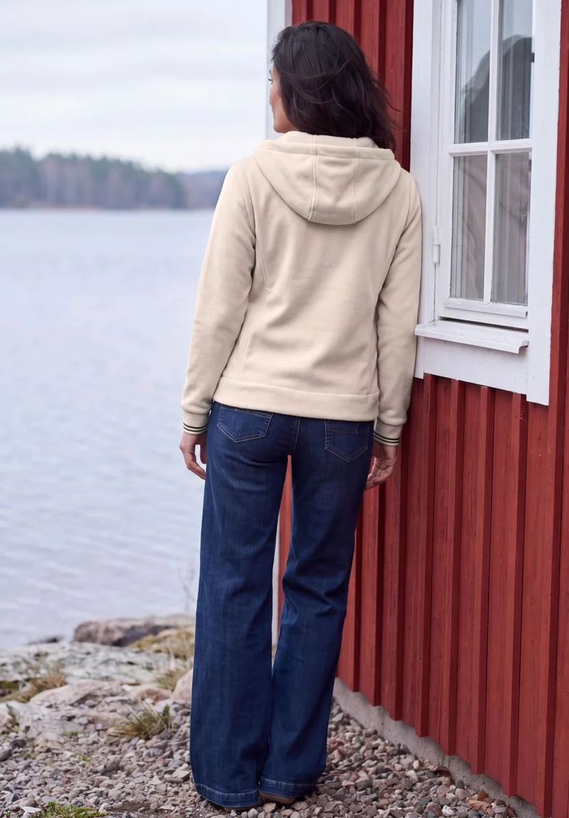 Langarm Fleece Jacke mit Kapuze