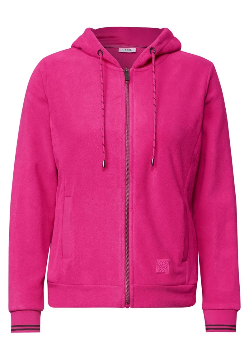 Langarm Fleece Jacke mit Kapuze