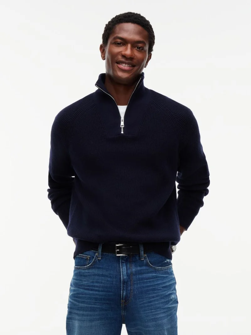 FISHERMAN RIB ZIP MOCK