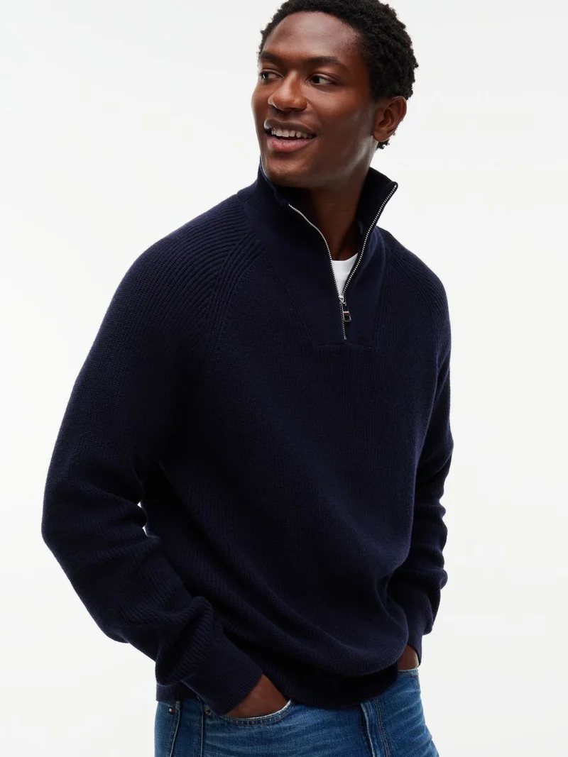 FISHERMAN RIB ZIP MOCK