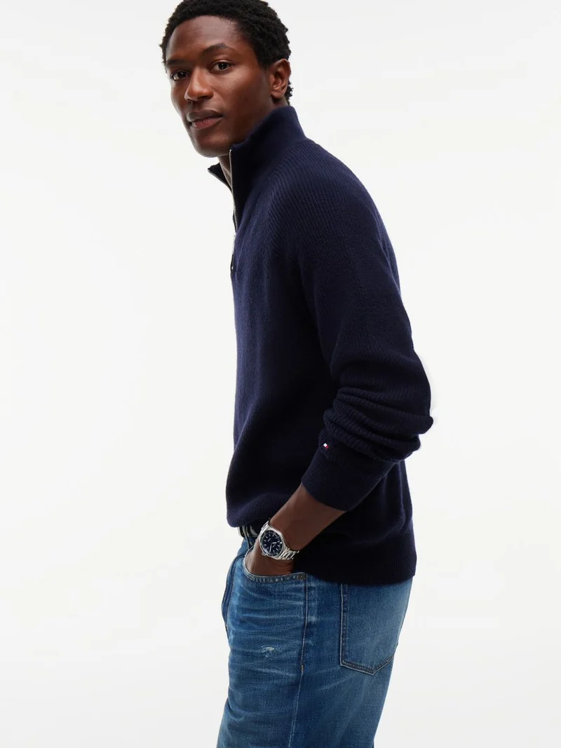 FISHERMAN RIB ZIP MOCK
