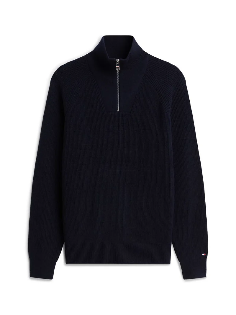 FISHERMAN RIB ZIP MOCK