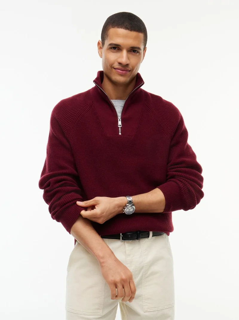 FISHERMAN RIB ZIP MOCK