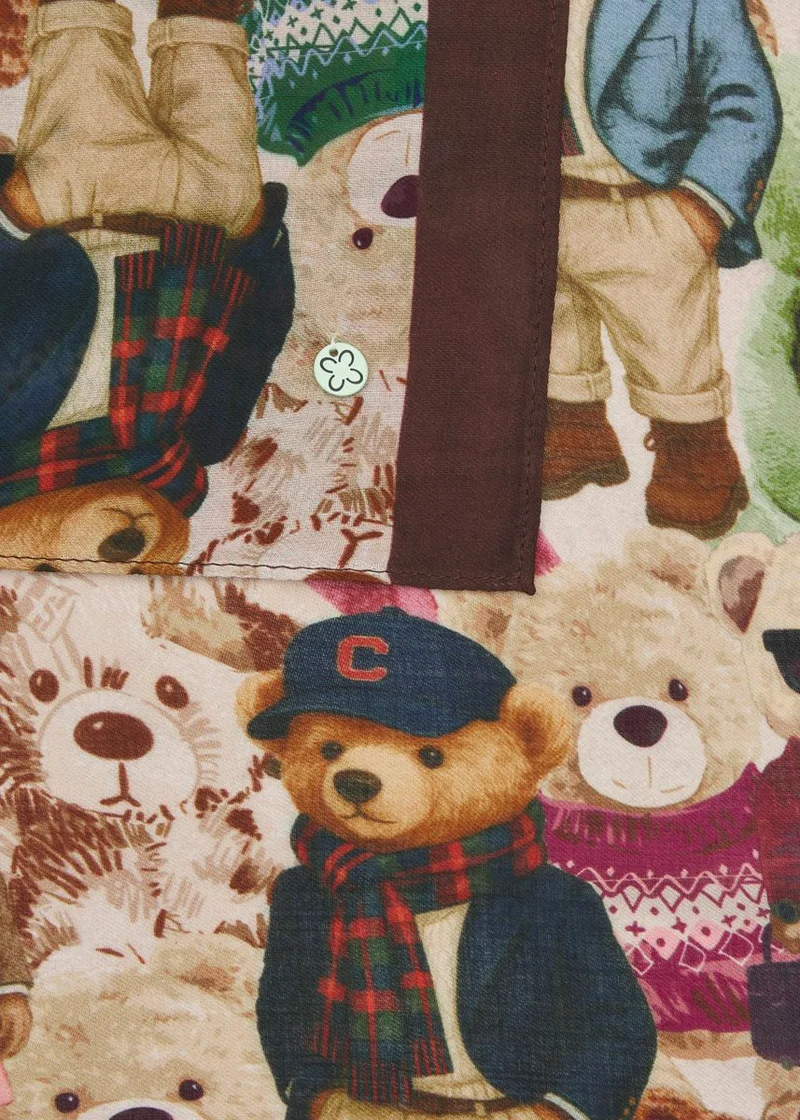 Schal aus Viskose mit Teddy-Bär-Motiven