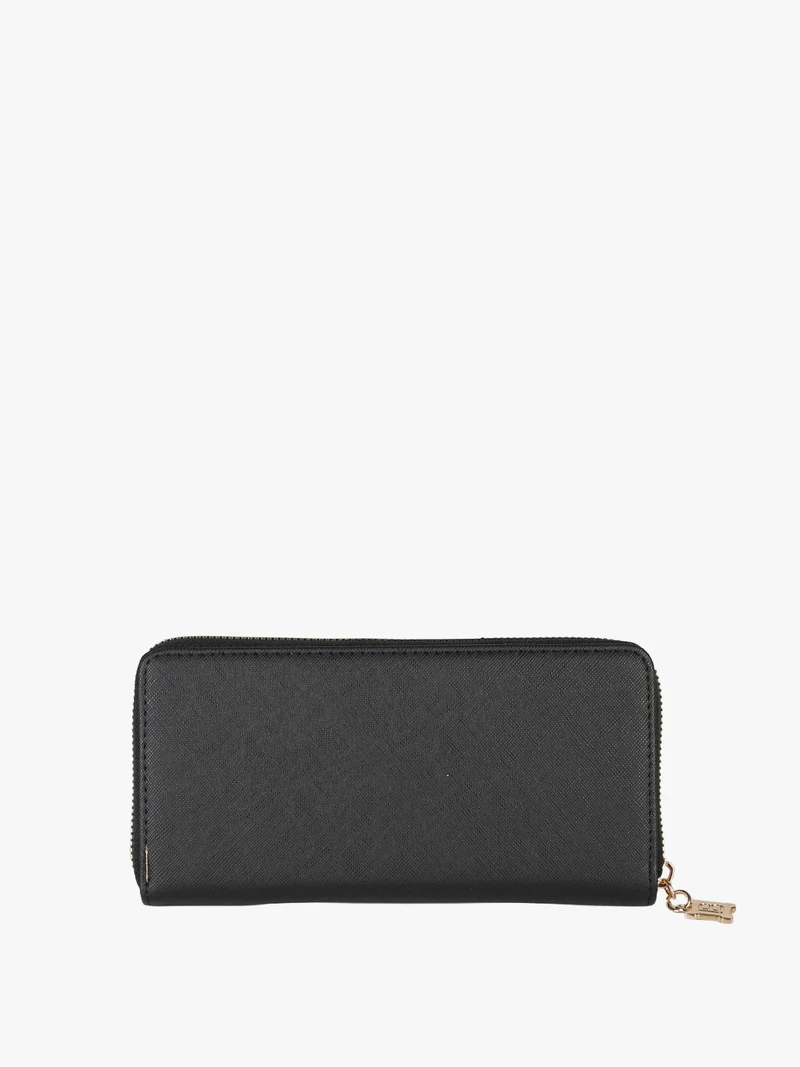 Portafoglio donna in ecopelle con logo dorato - nero