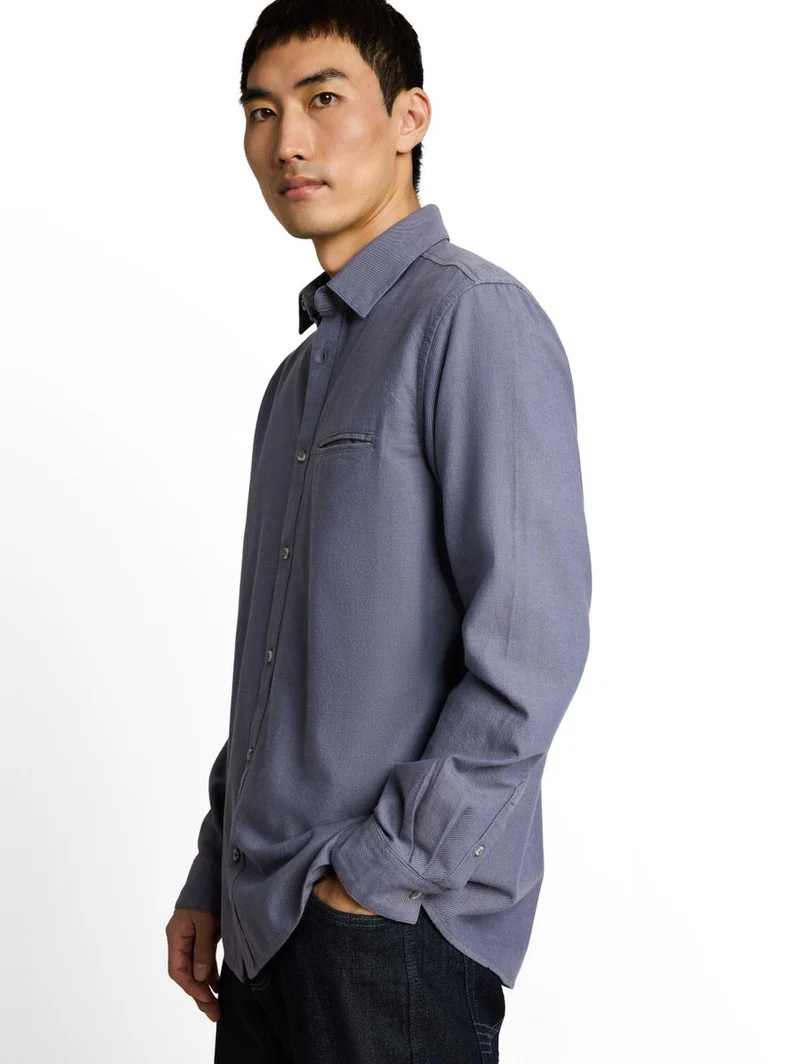 Regular Fit Twill Hemd aus Baumwolle
