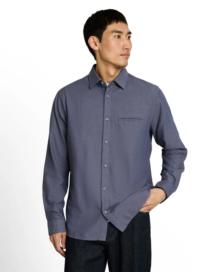 Regular Fit Twill Hemd aus Baumwolle
