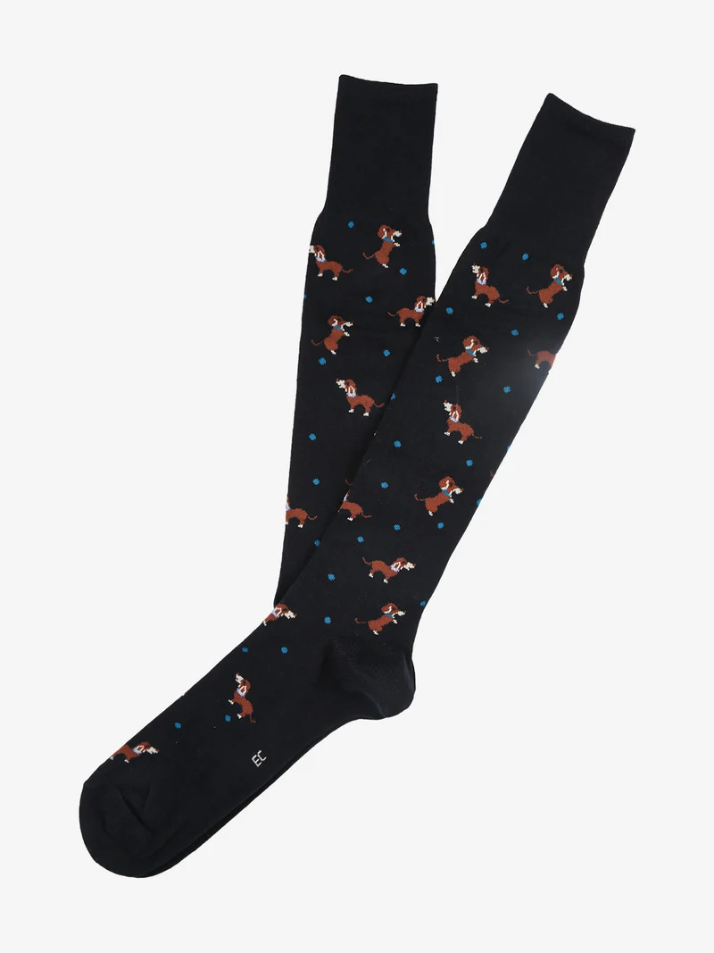 Calze lunghe da uomo in caldo cotone con stampe - cammello
