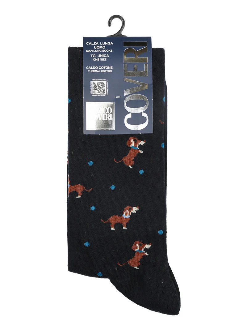 Calze lunghe da uomo in caldo cotone con stampe - cammello