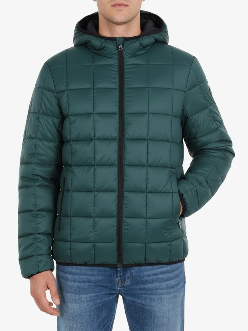 Piumino da uomo reversibile con cappuccio - nero