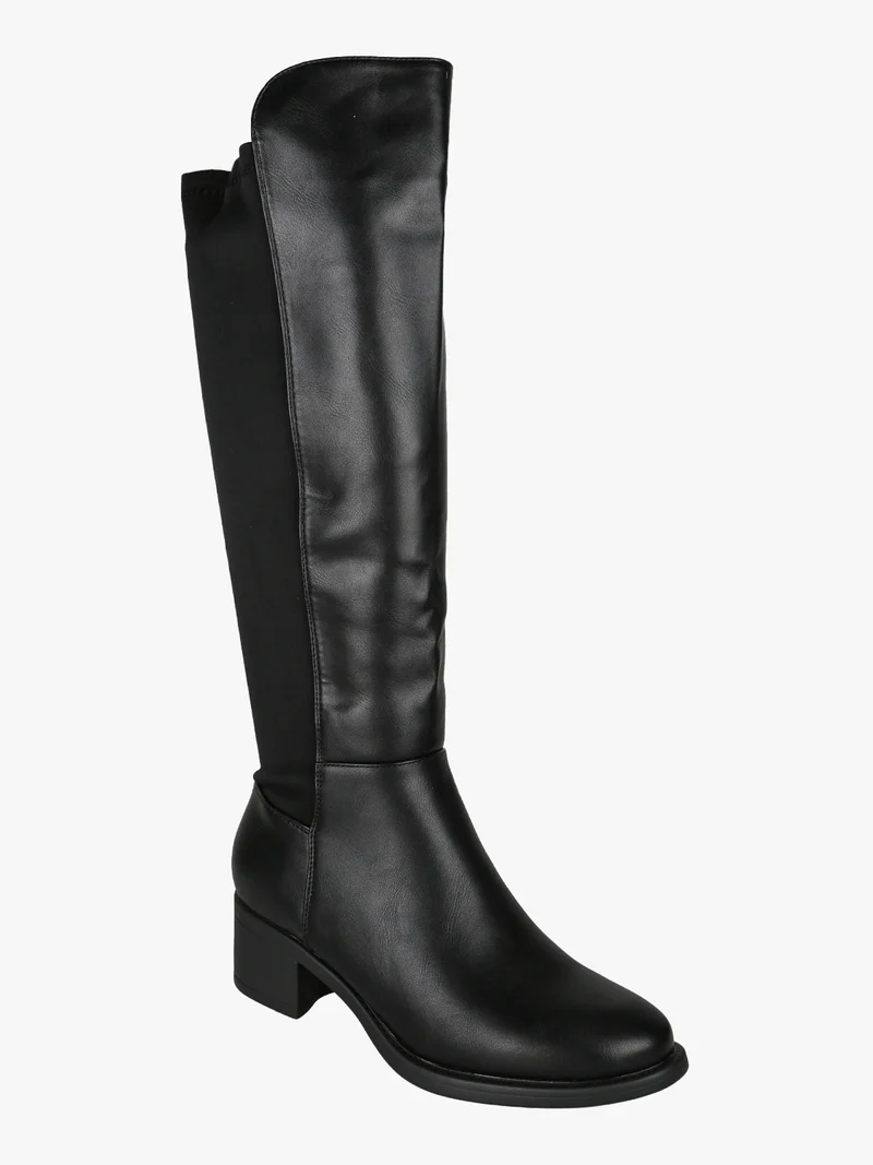 Stivali donna minimal al ginocchio con tacco basso - nero