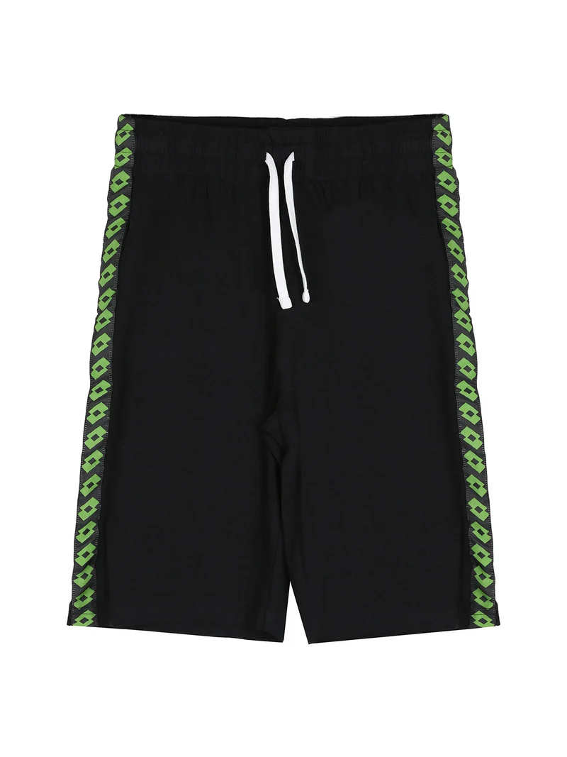 Completo corto da bambino in cotone con t-shirt e bermuda - nero