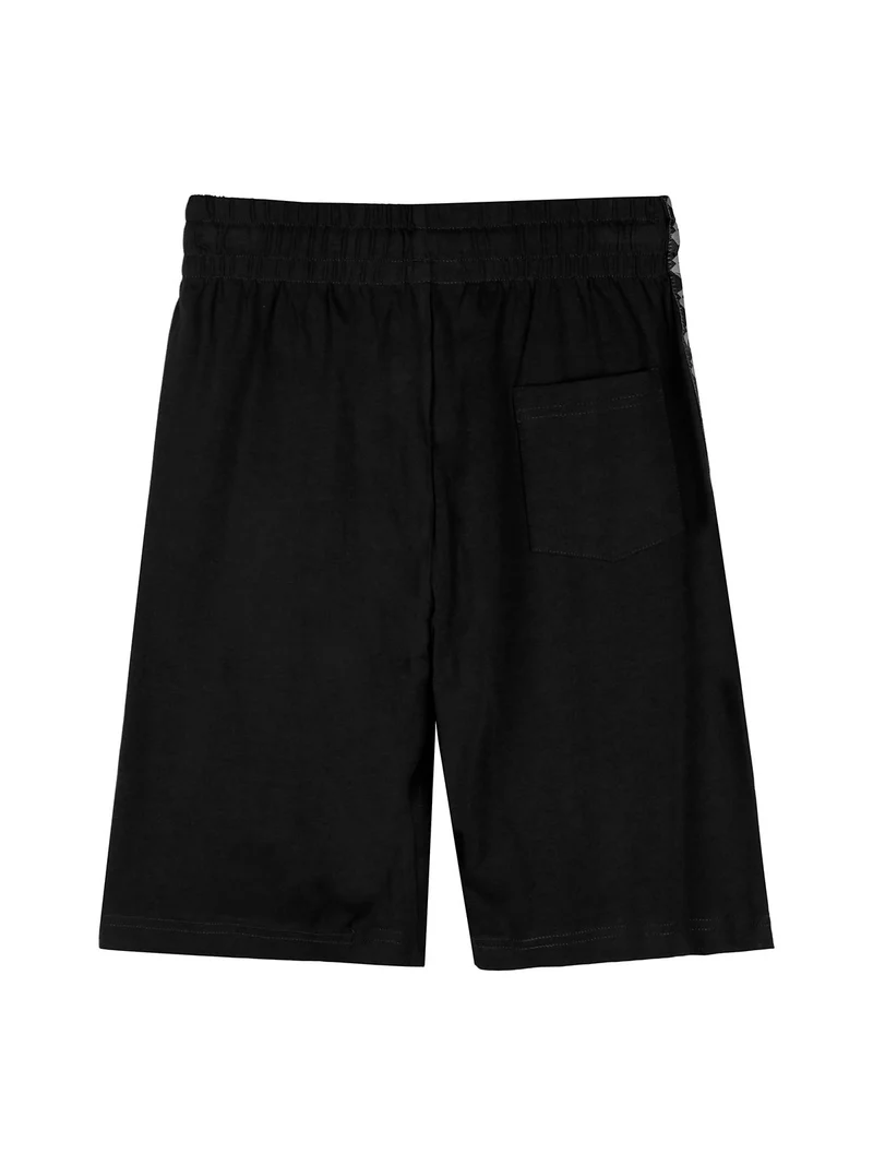 Completo corto da bambino in cotone con t-shirt e bermuda - nero