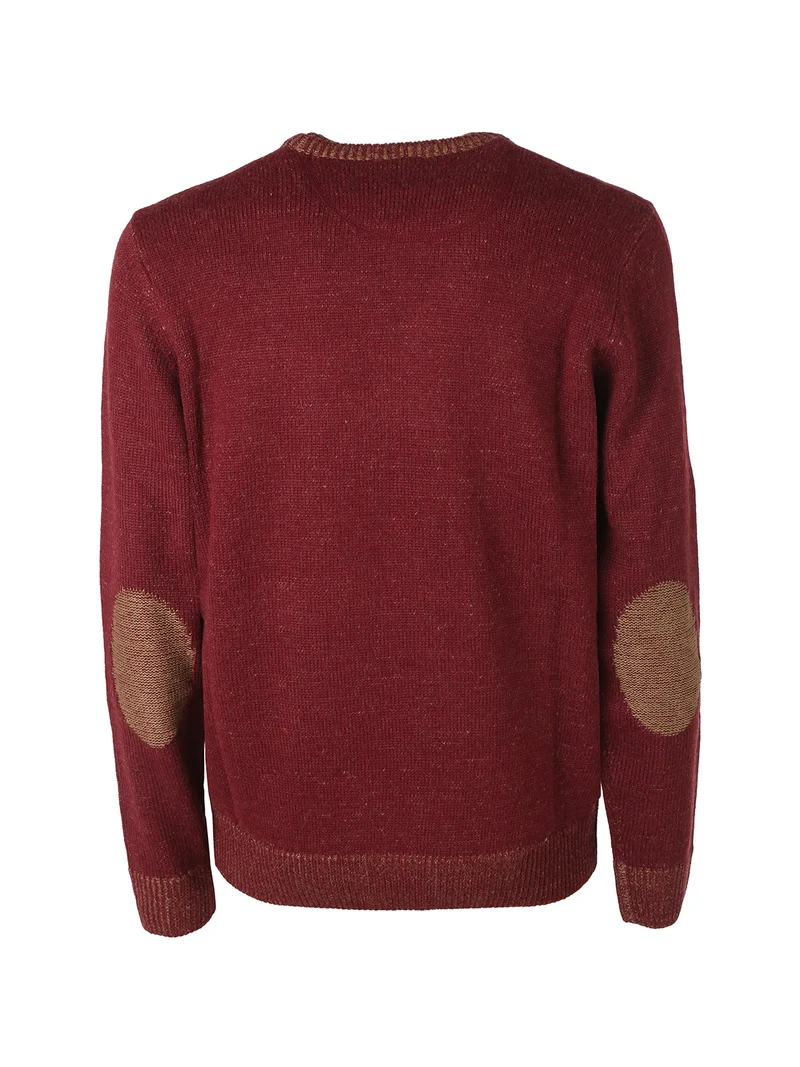 Maglione girocollo da uomo in misto lana con taschino - bordeaux
