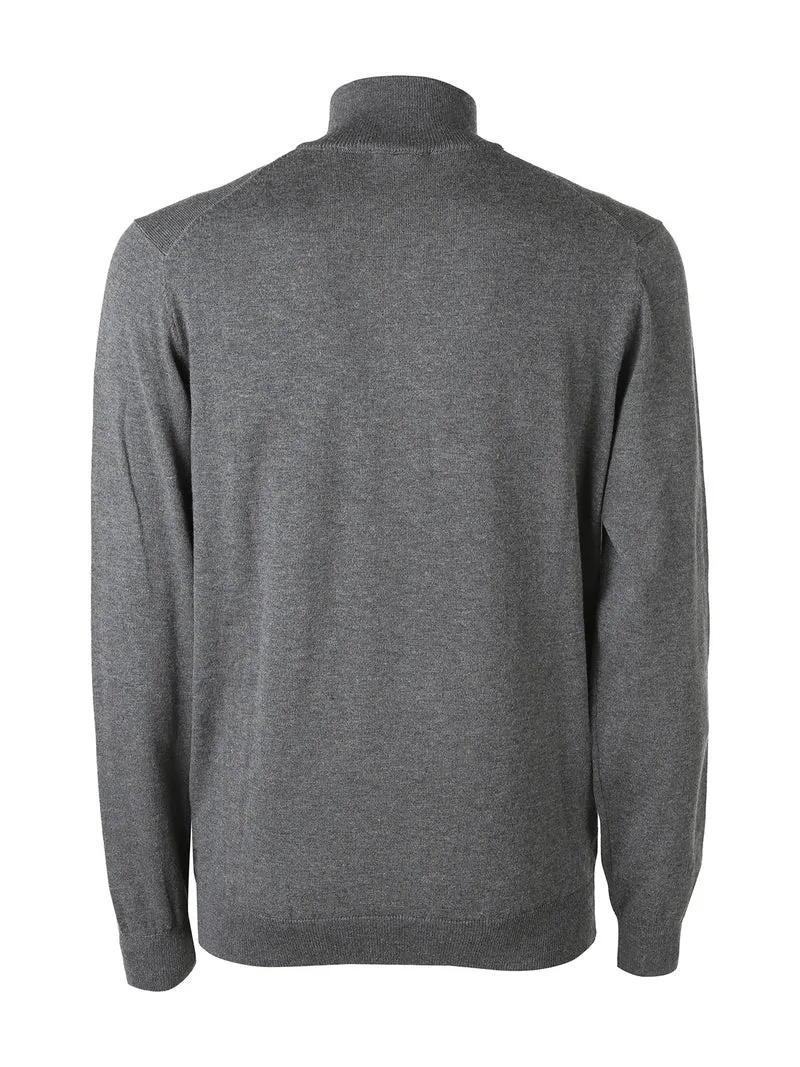 Maglia uomo a collo alto con mezza zip - grigio scuro