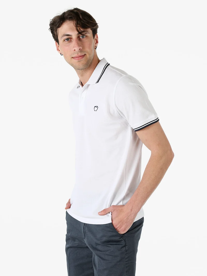 Polo da uomo in cotone a maniche corte - bianco