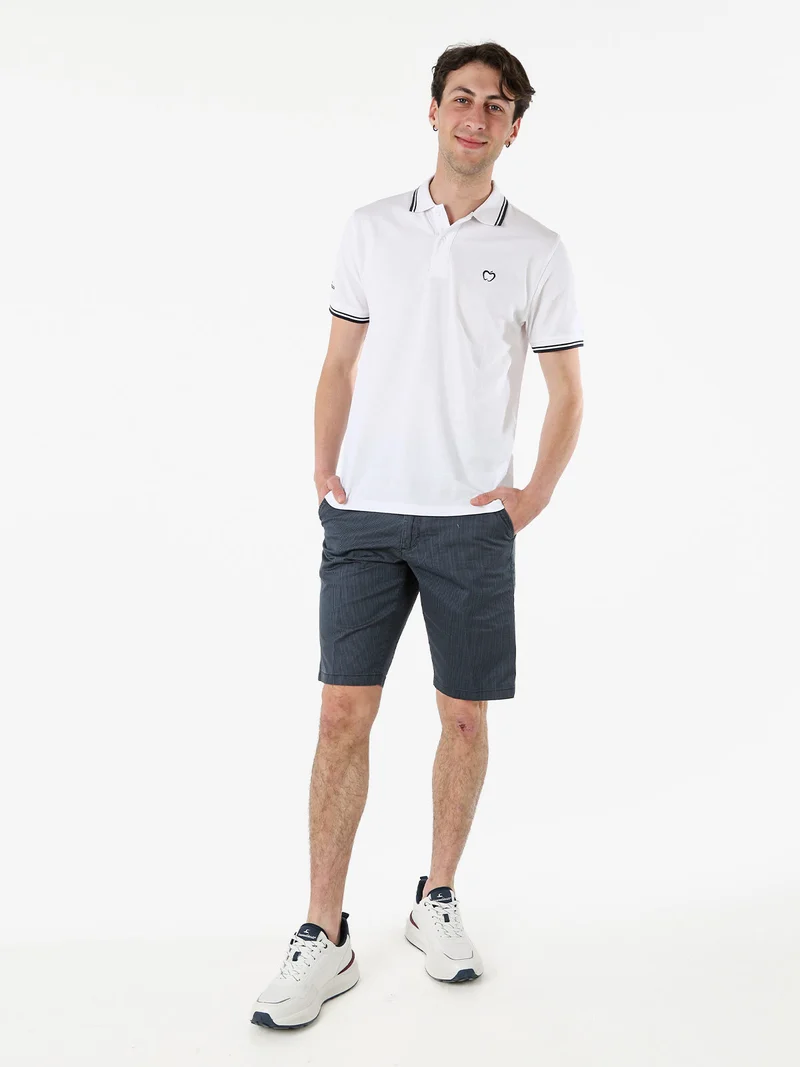 Polo da uomo in cotone a maniche corte - bianco