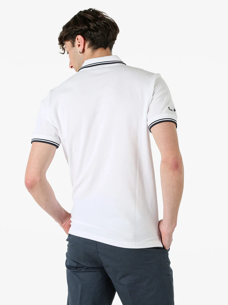 Polo da uomo in cotone a maniche corte - bianco