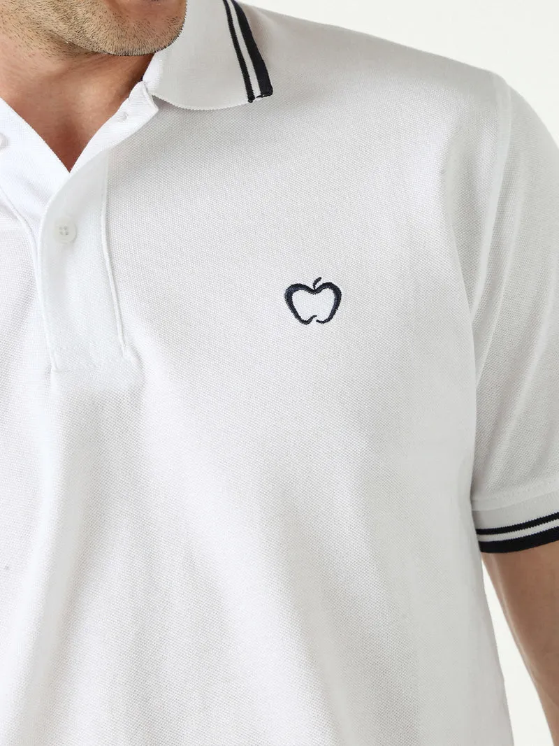 Polo da uomo in cotone a maniche corte - bianco
