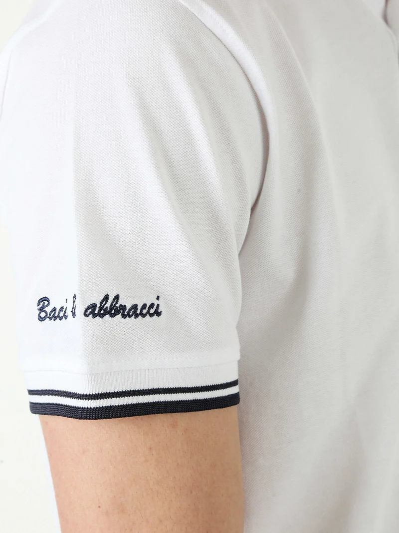 Polo da uomo in cotone a maniche corte - bianco