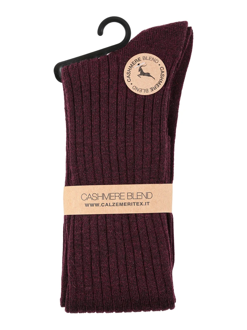 Calze lunghe donna in misto cashmere - bordeaux