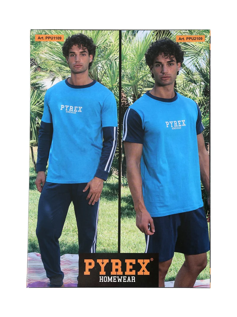 Pigiama corto da uomo in cotone - bluette
