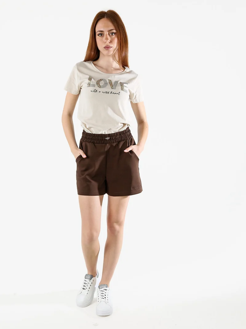 Shorts donna con coulisse - moro