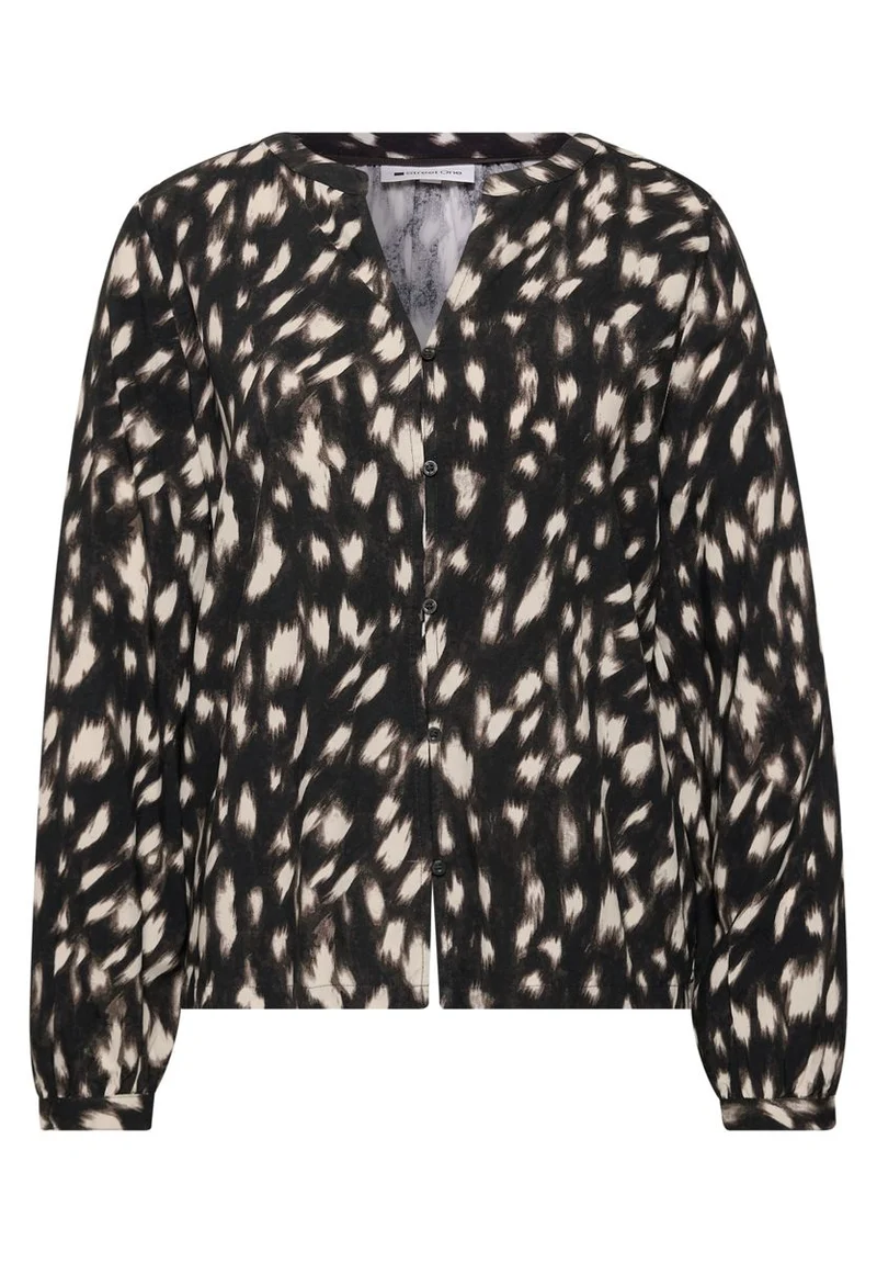 Langarm Tunika mit Split Neck und Reh-Print